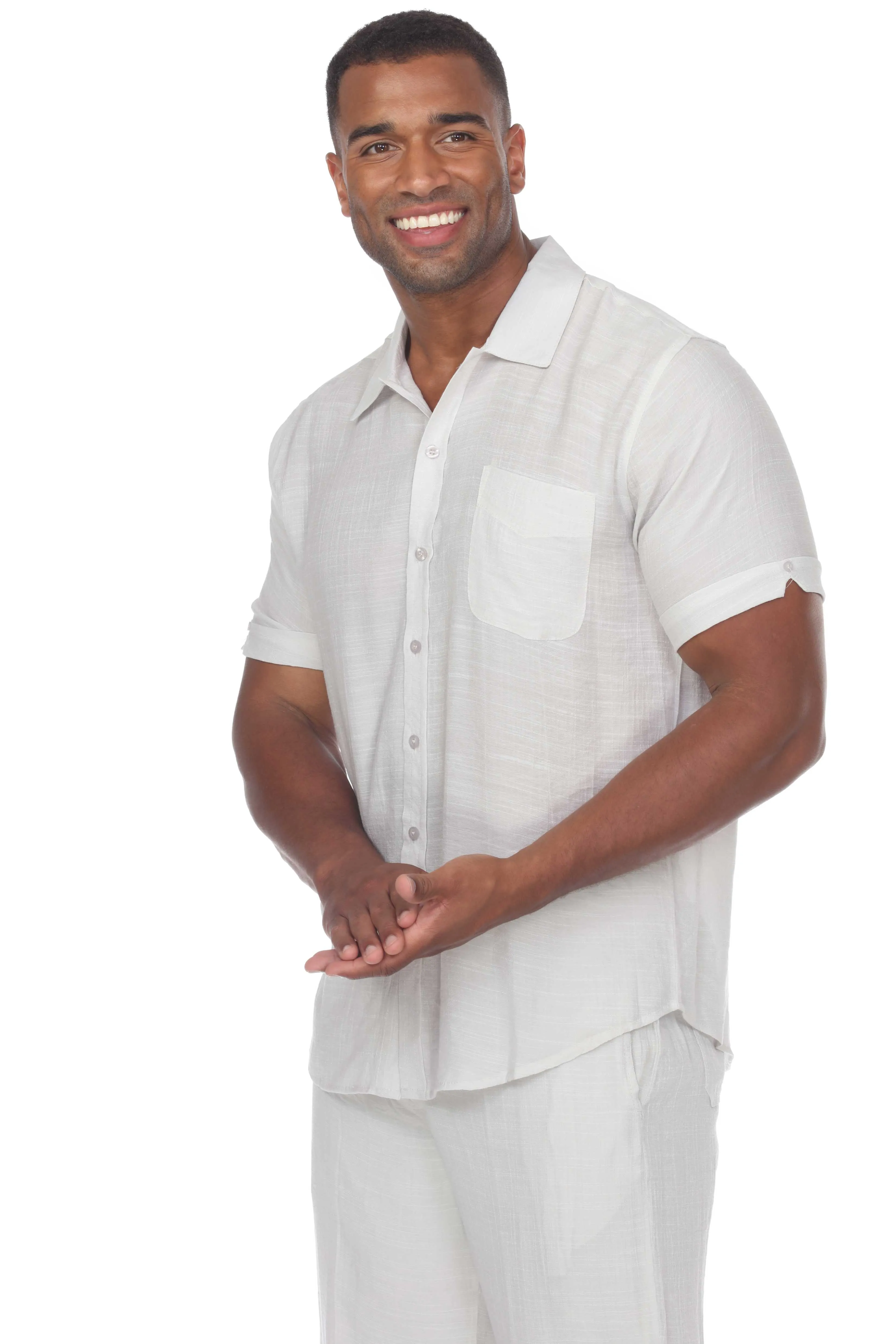 Men's Beach Casual Short Sleeve Button Down Shirt