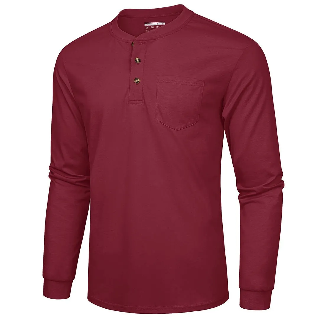 Men's Cotton Henley Moisture Wicking Casual Shirts 2024 Long Sleeve