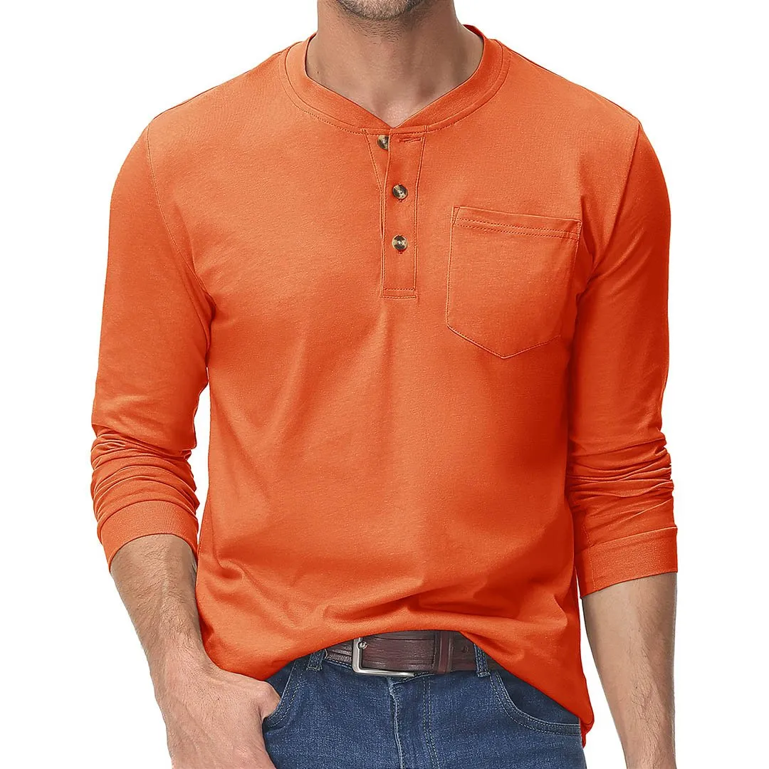 Men's Cotton Henley Moisture Wicking Casual Shirts 2024 Long Sleeve