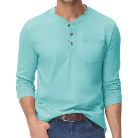 Men's Cotton Henley Moisture Wicking Casual Shirts 2024 Long Sleeve