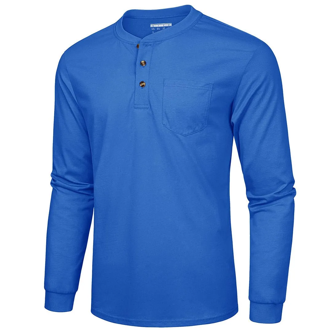 Men's Cotton Henley Moisture Wicking Casual Shirts 2024 Long Sleeve