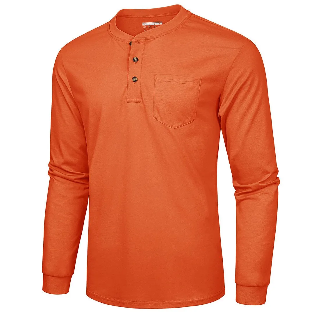 Men's Cotton Henley Moisture Wicking Casual Shirts 2024 Long Sleeve