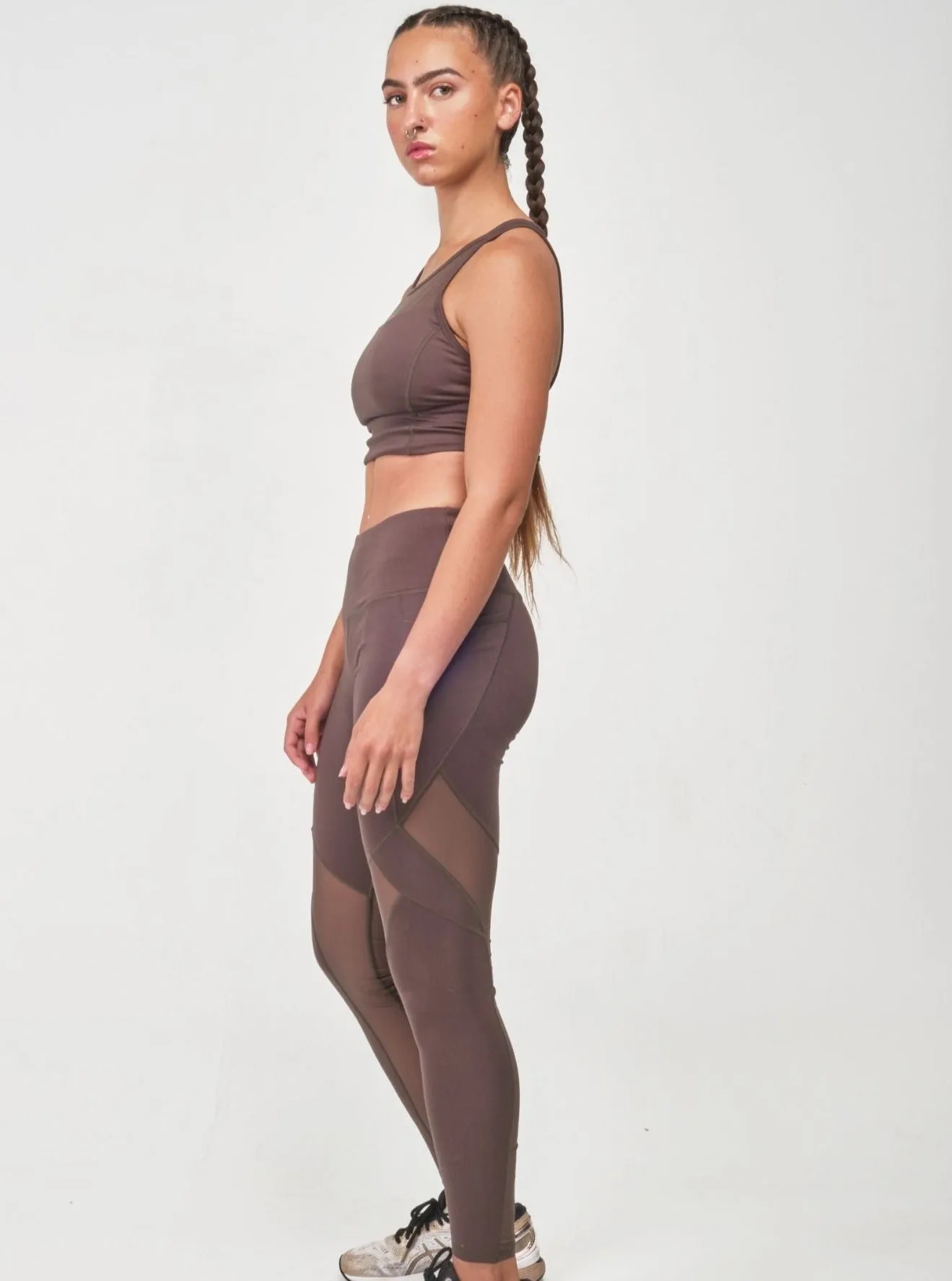 Mesh Sports Bra Top - Dark Olive Green