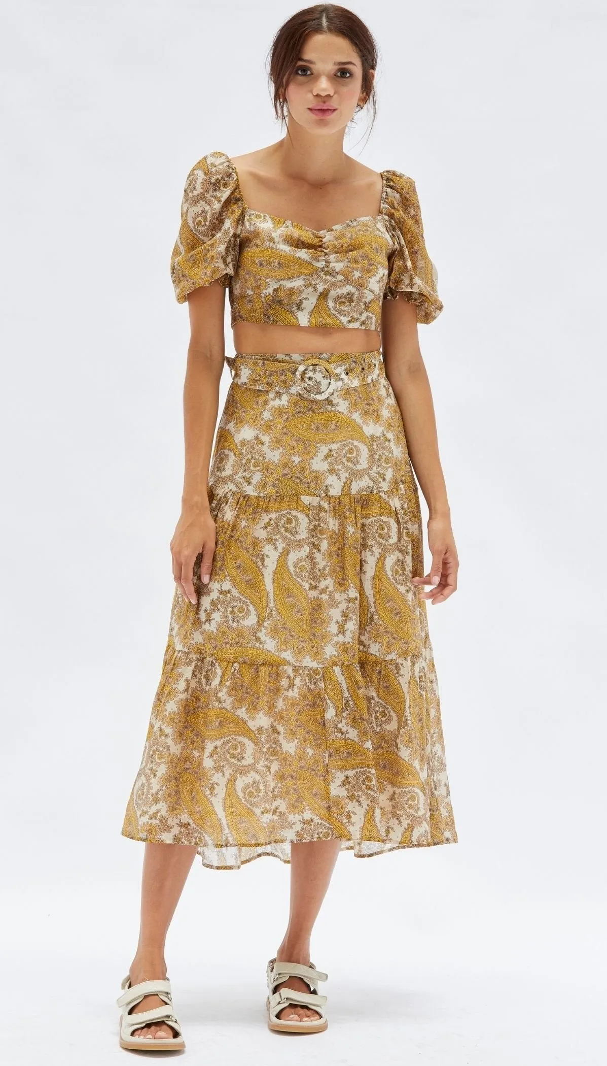 MINKPINK Womens Sistan Belted Midi Skirt - Multi
