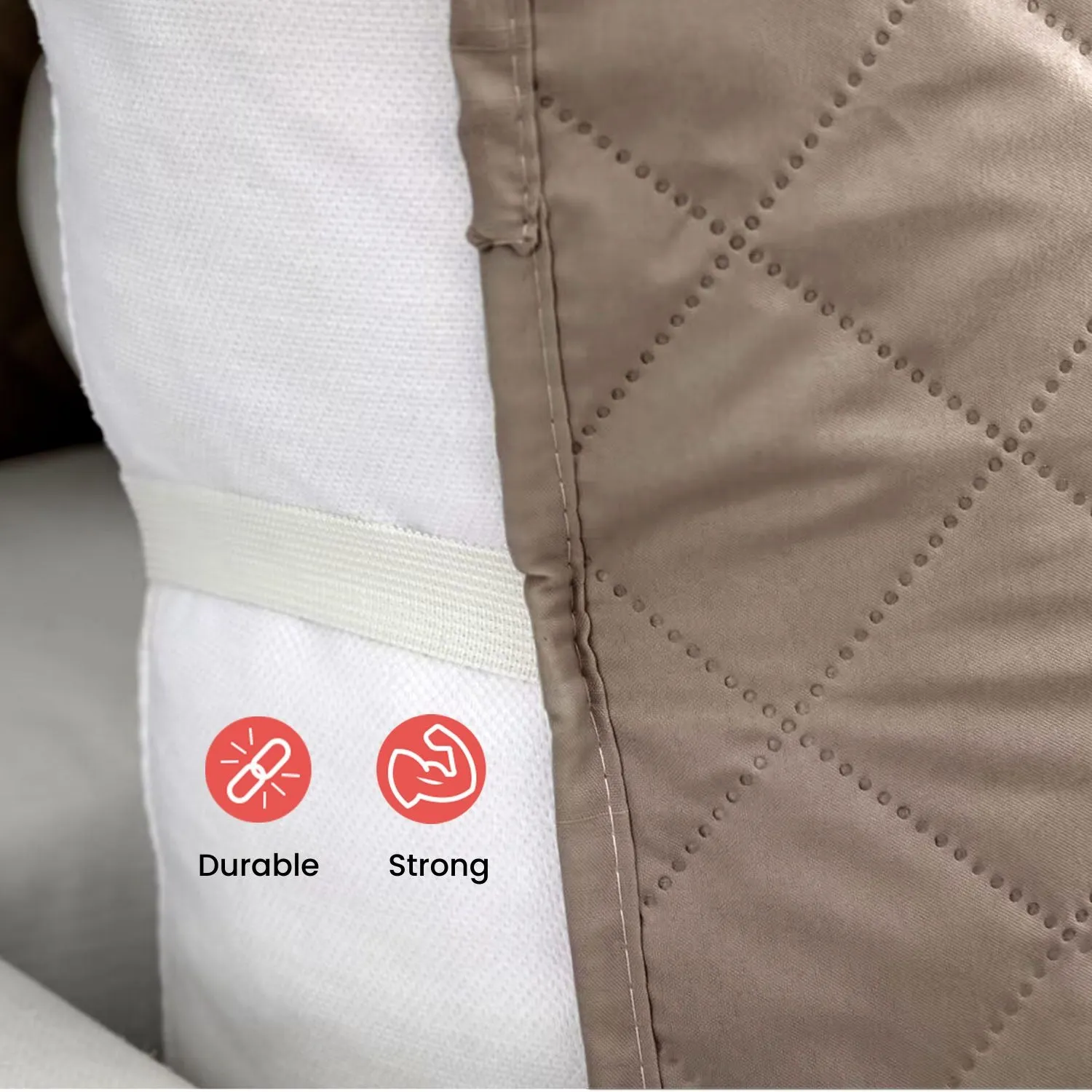 Non-Slip Quilted Pet Sofa Cover 2-Seat, Khaki - Floofi