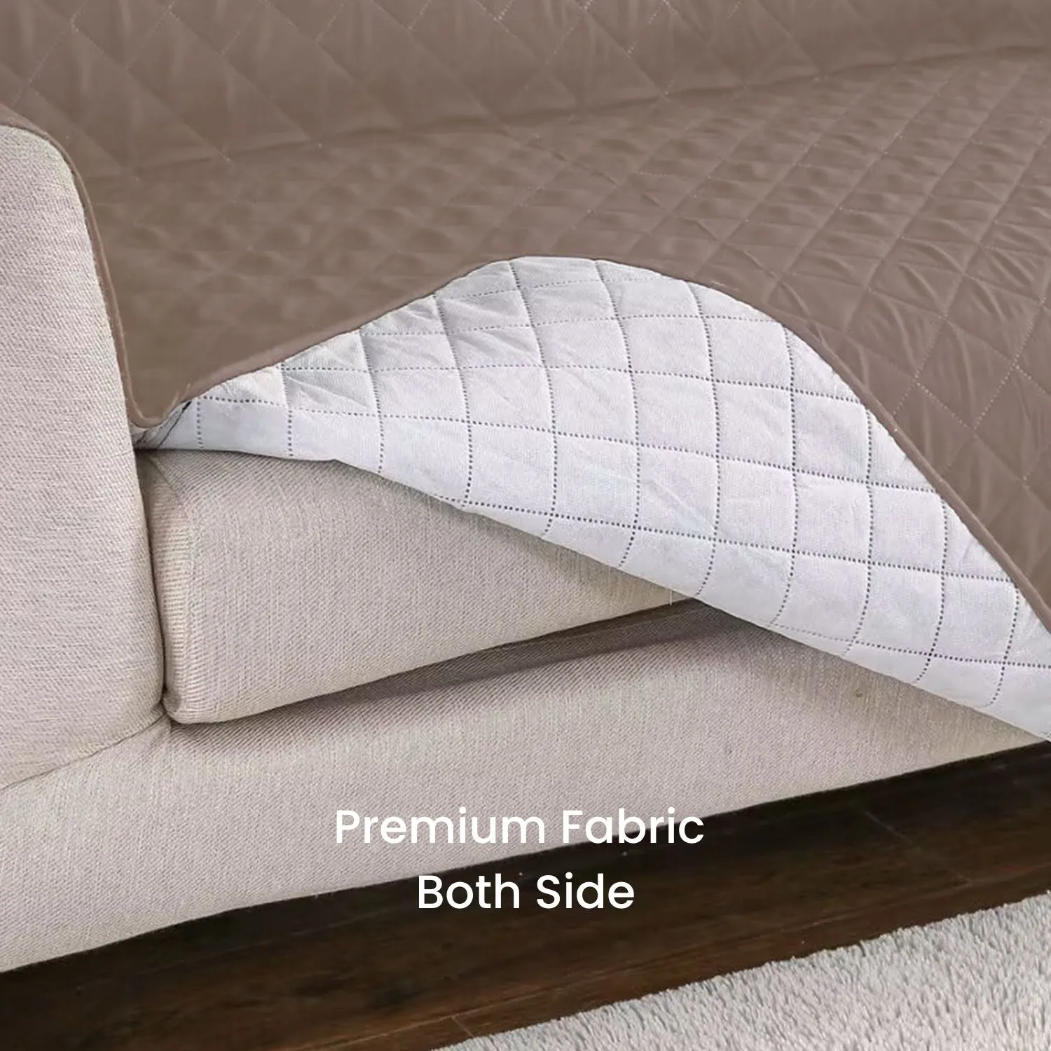 Non-Slip Quilted Pet Sofa Cover 2-Seat, Khaki - Floofi