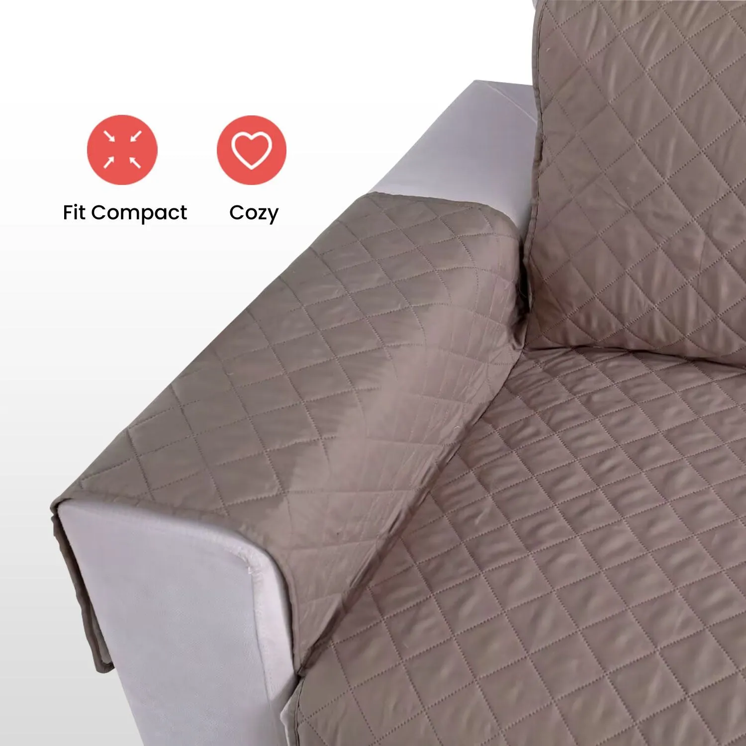 Non-Slip Quilted Pet Sofa Cover 2-Seat, Khaki - Floofi