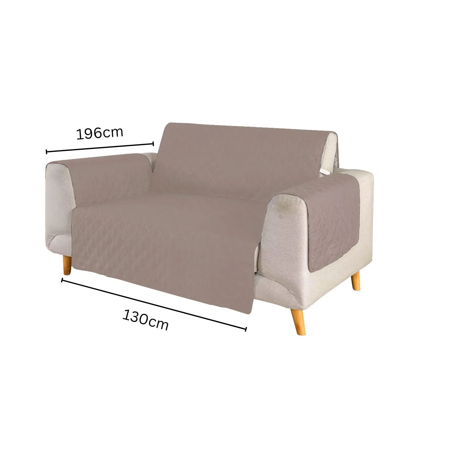 Non-Slip Quilted Pet Sofa Cover 2-Seat, Khaki - Floofi
