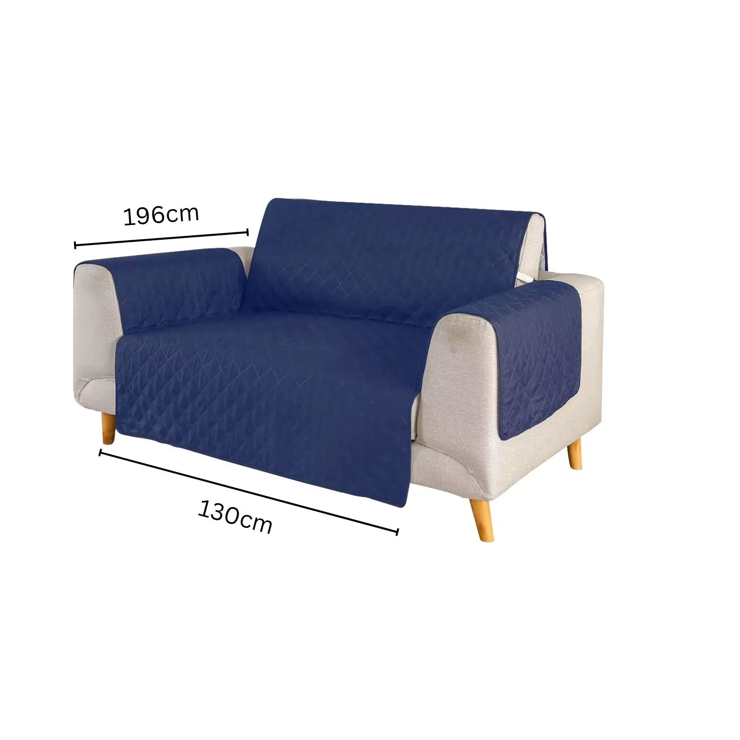 Non-Slip Quilted Pet Sofa Cover for 2 Seat (Blue) Floofi