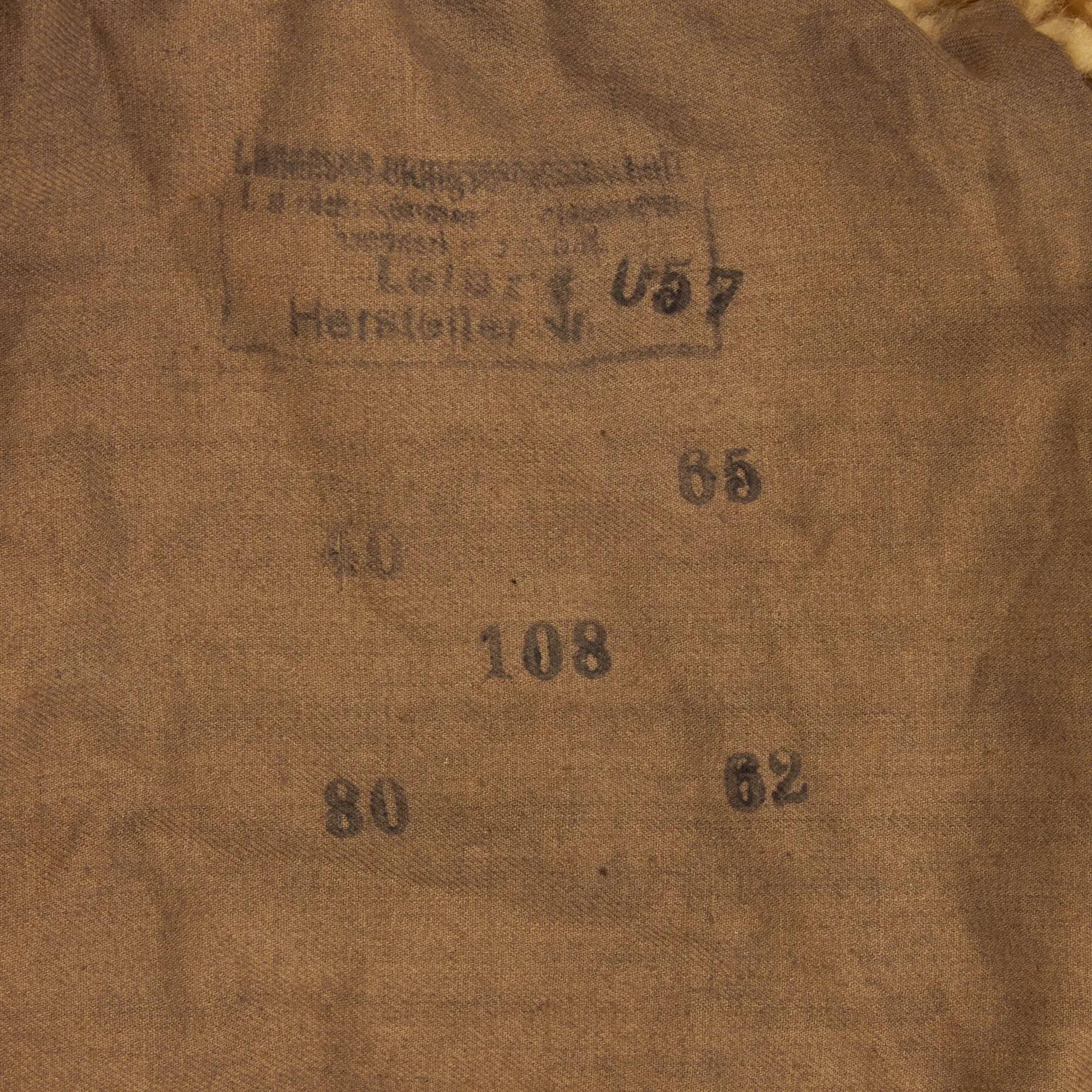 Original German WWII Luftwaffe Fur-Lined Sheepskin Leather & Canvas Winter Parka with Field-made Winter Cap