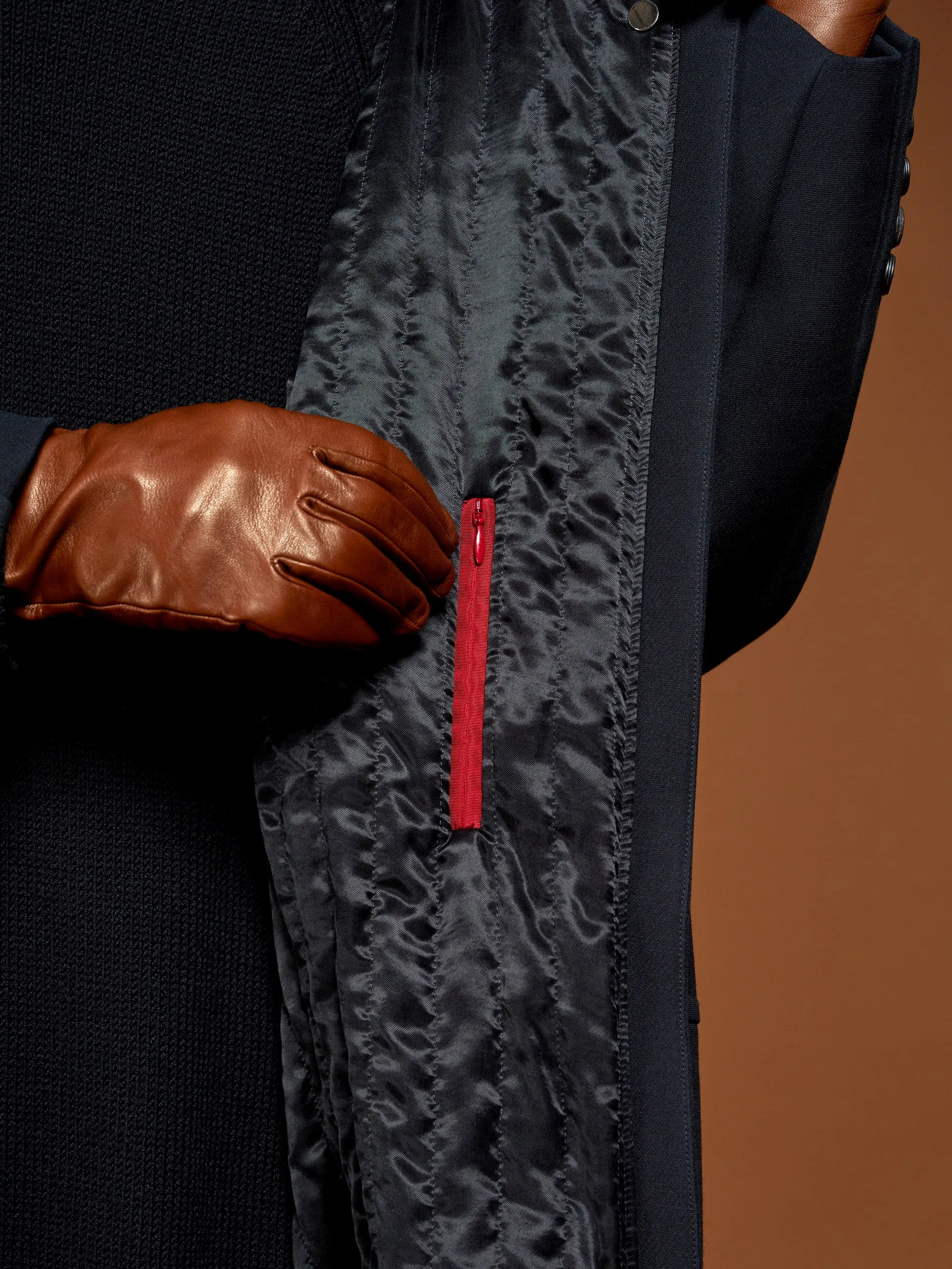 Oversized parka in wool and silk double fabric