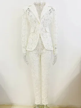 Petunia Chiffon Lace and Straight Cut Pant Set Petunia Chiffon Lace and Straight Cut Pant Set