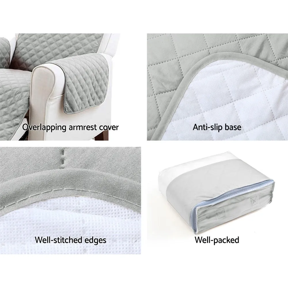 Quilted Grey 3 Seater Sofa Cover, Anti-Slip, Artiss