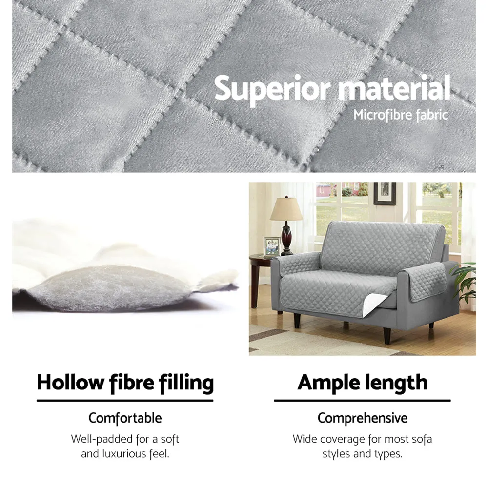 Quilted Grey 3 Seater Sofa Cover, Anti-Slip, Artiss