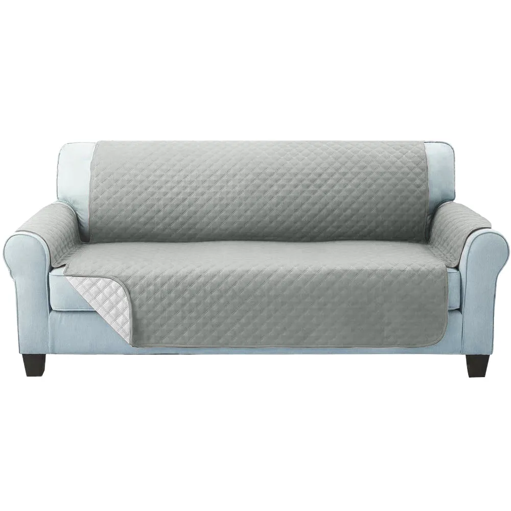 Quilted Grey 3 Seater Sofa Cover, Anti-Slip, Artiss