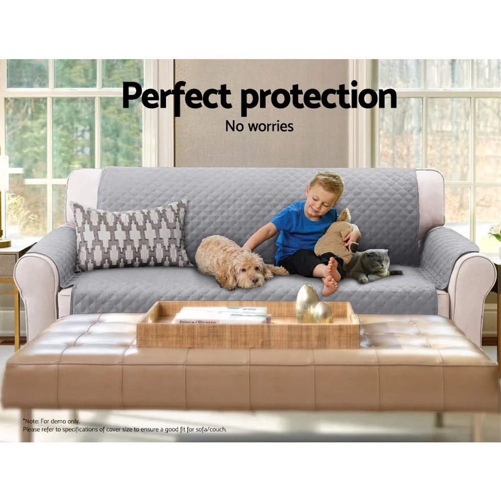 Quilted Grey 3 Seater Sofa Cover, Anti-Slip, Artiss
