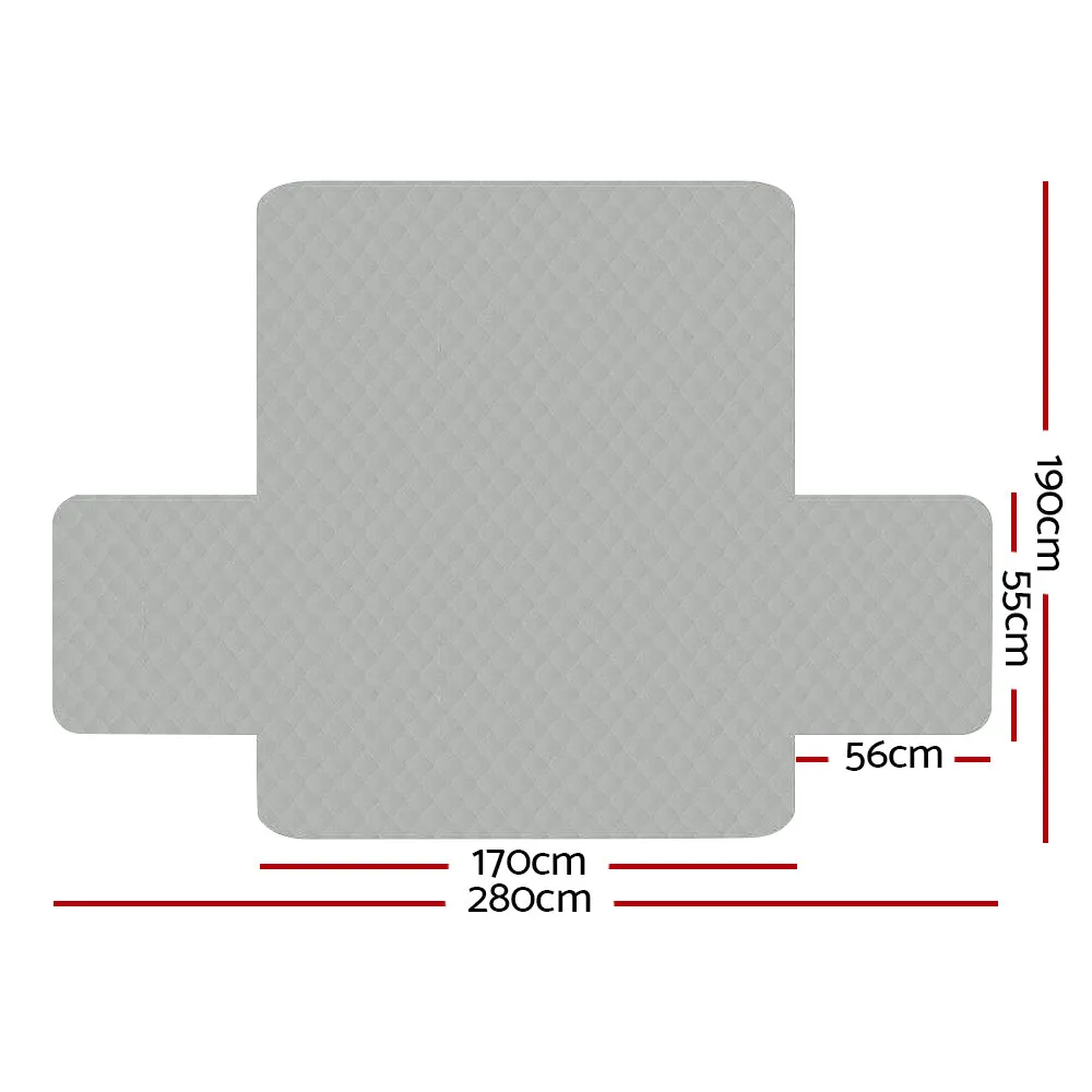 Quilted Grey 3 Seater Sofa Cover, Anti-Slip, Artiss