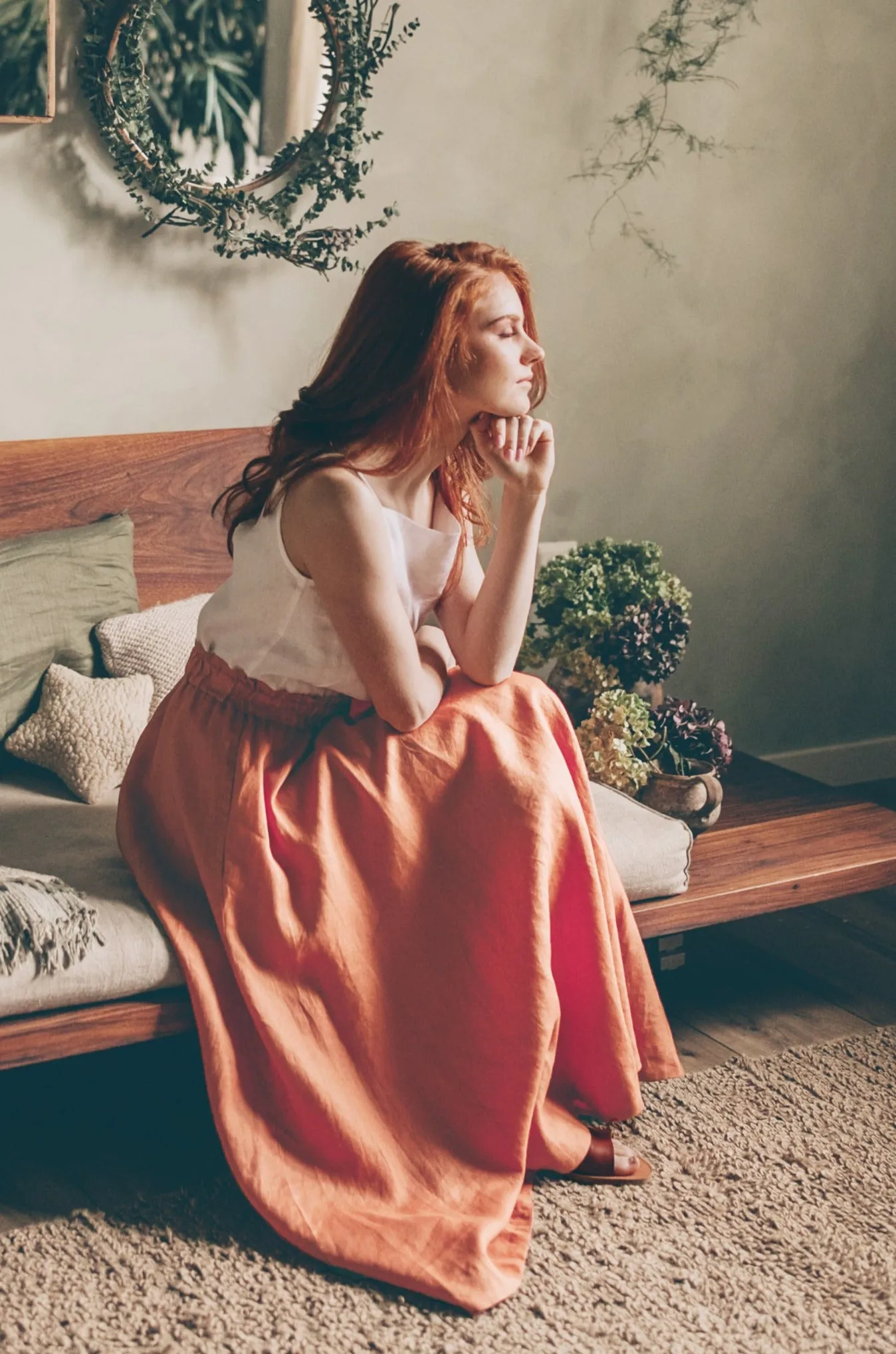 Rich Linen Midi Skirt