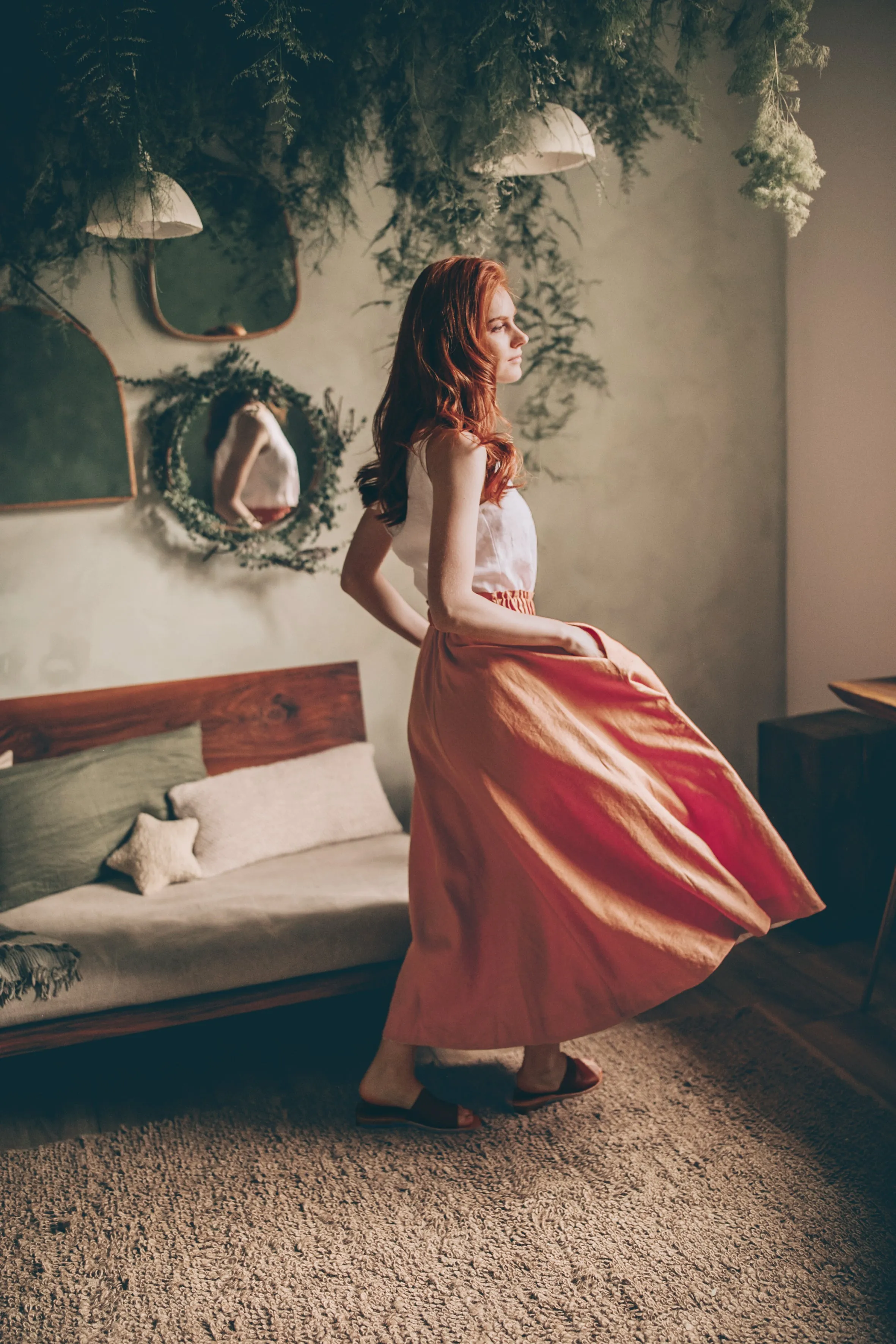 Rich Linen Midi Skirt