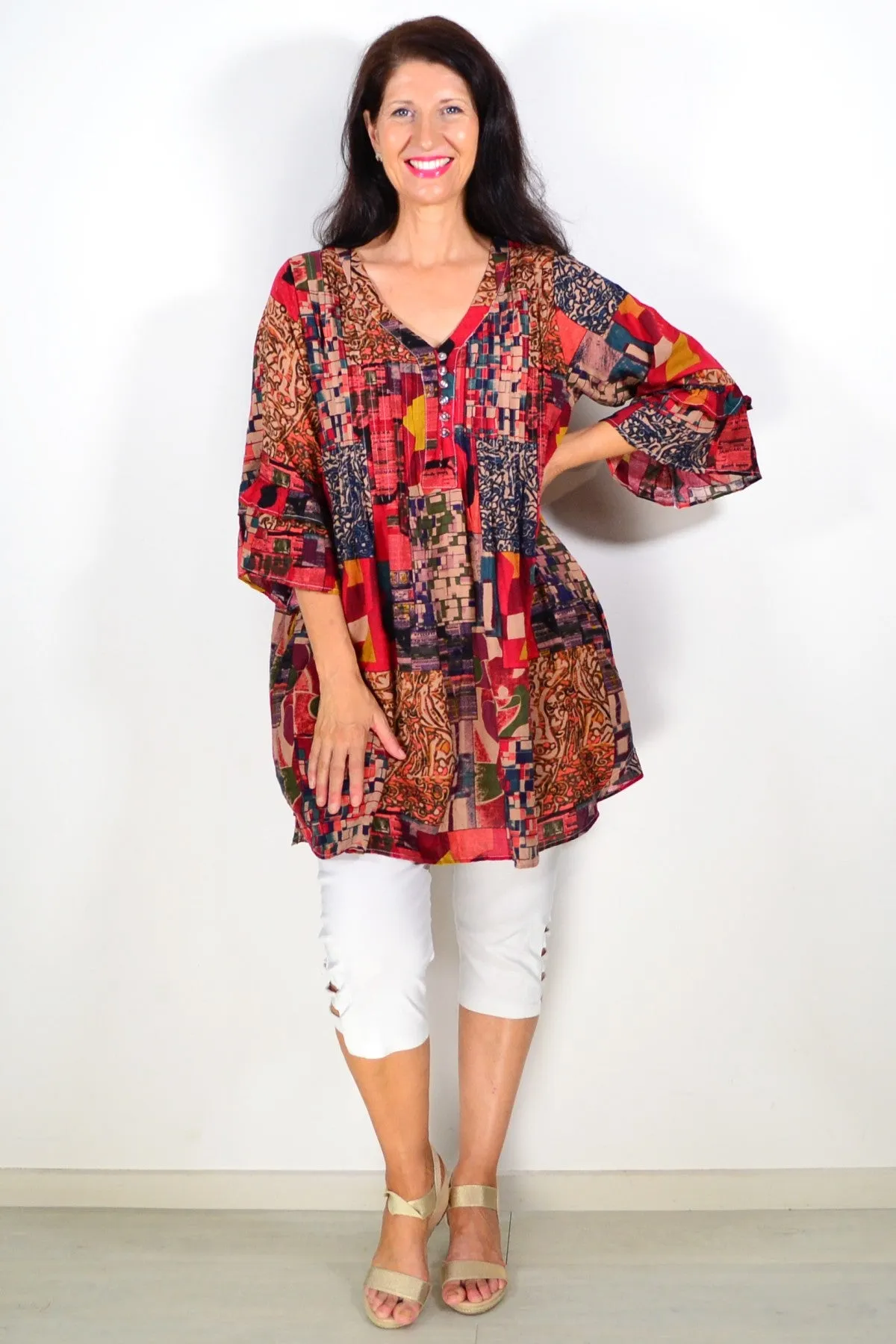 Rust Green Ladies Tunic Top