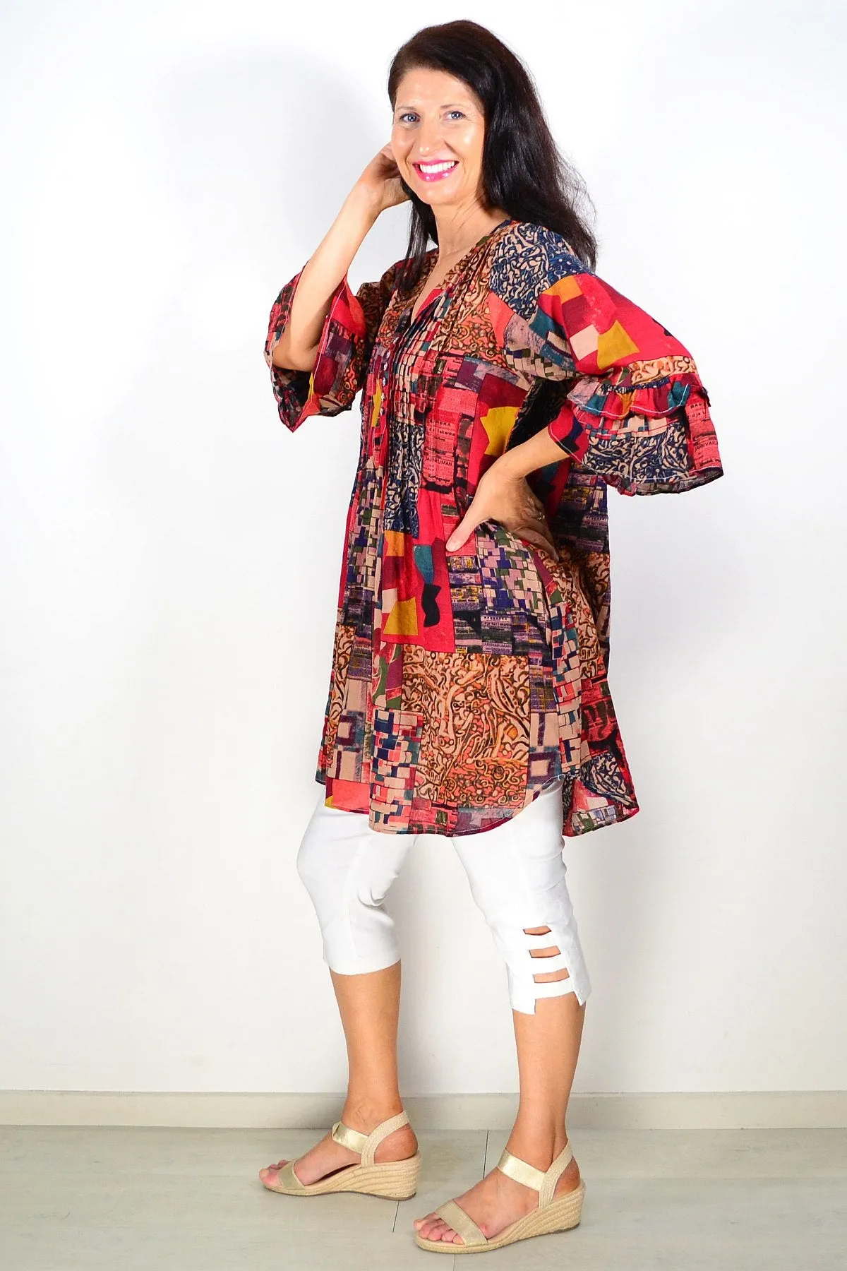 Rust Green Ladies Tunic Top