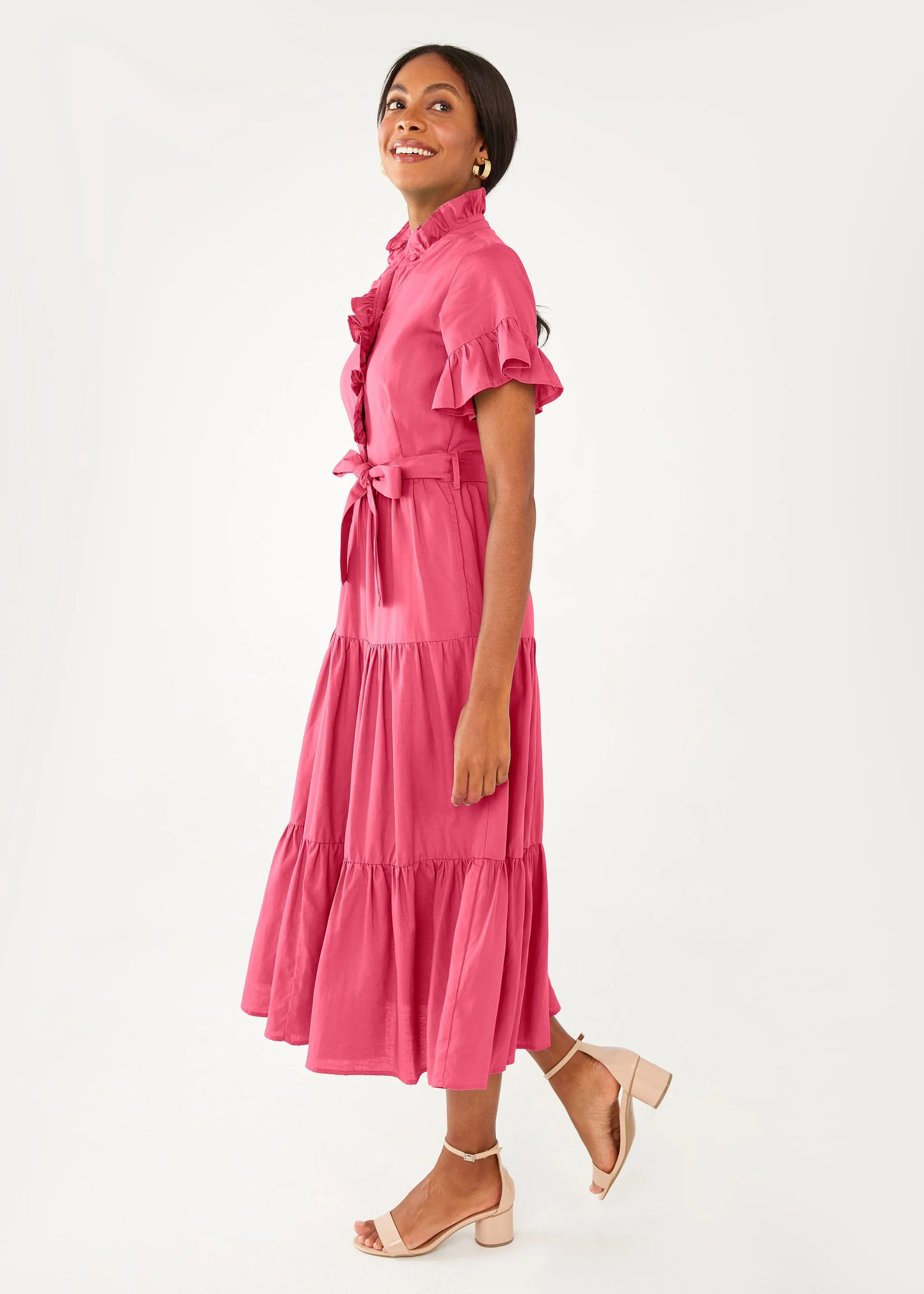Sadie Maxi Dress Pink Linen