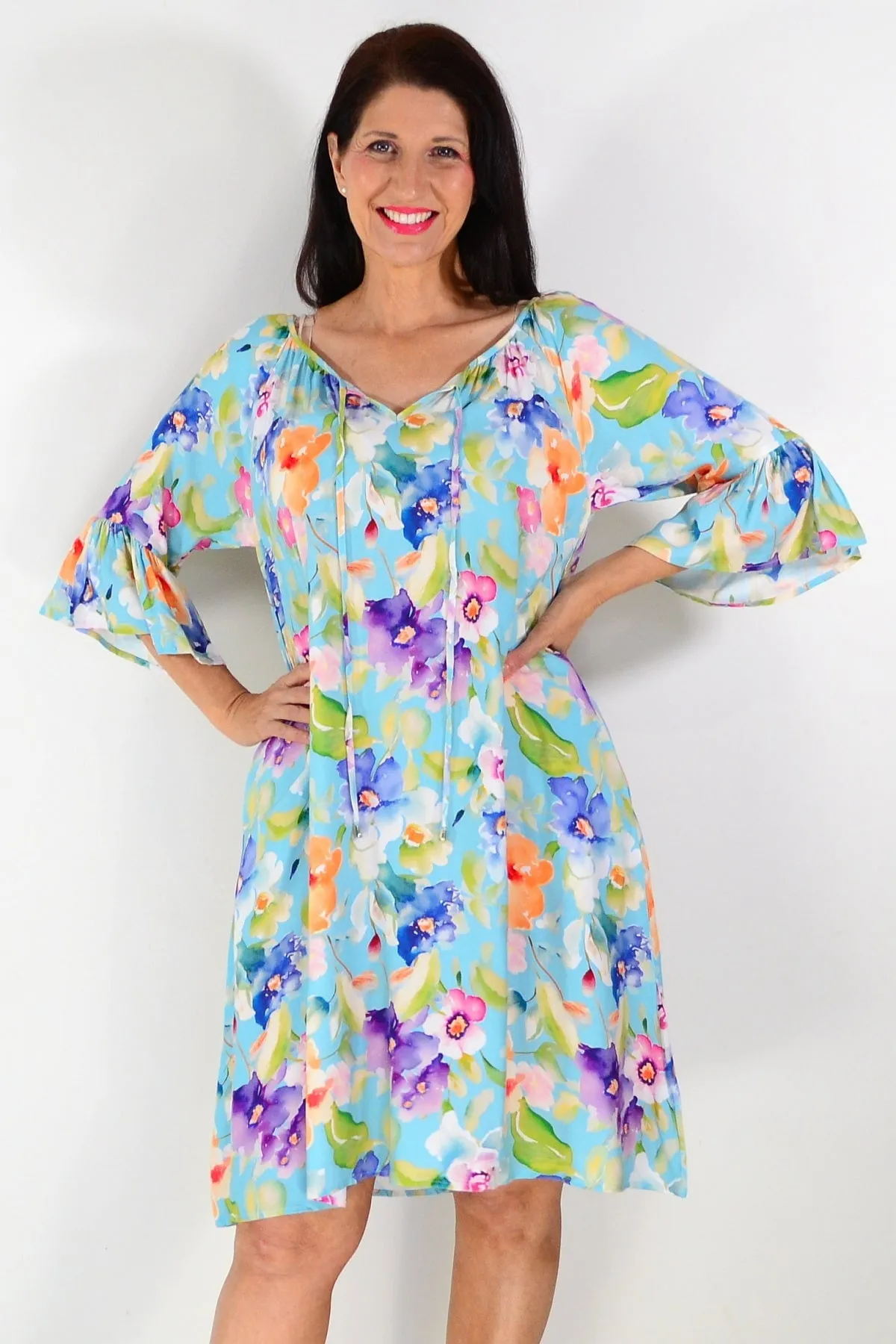 Sky Blue Spring Garden Tunic