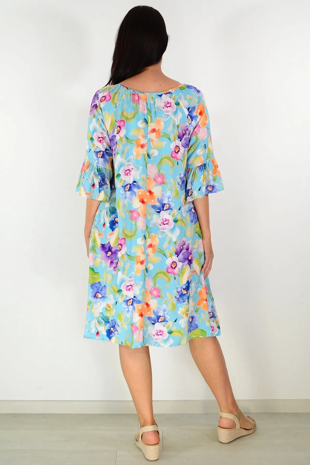 Sky Blue Spring Garden Tunic