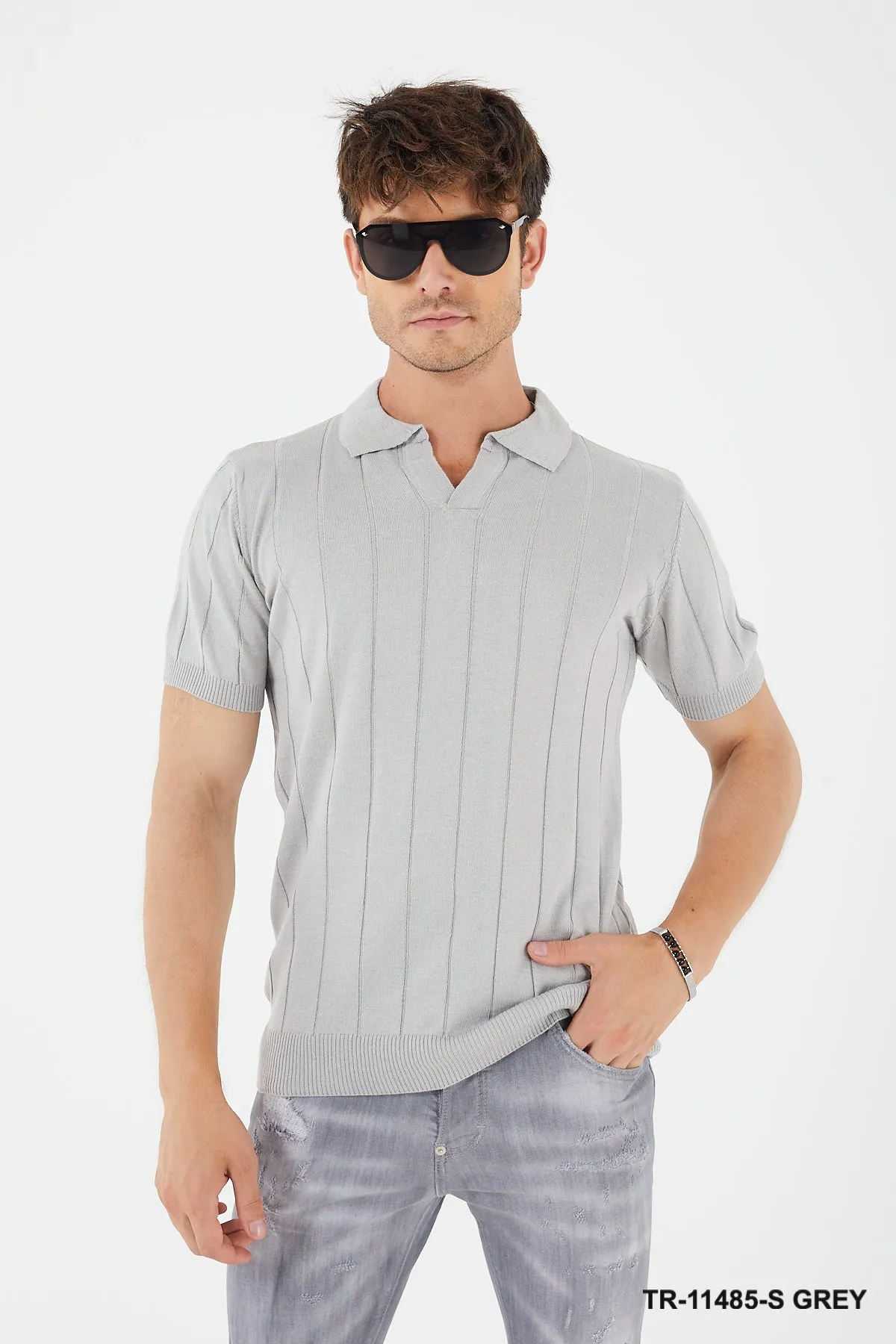Textured Knit Crewneck T-Shirt TR-11485-S