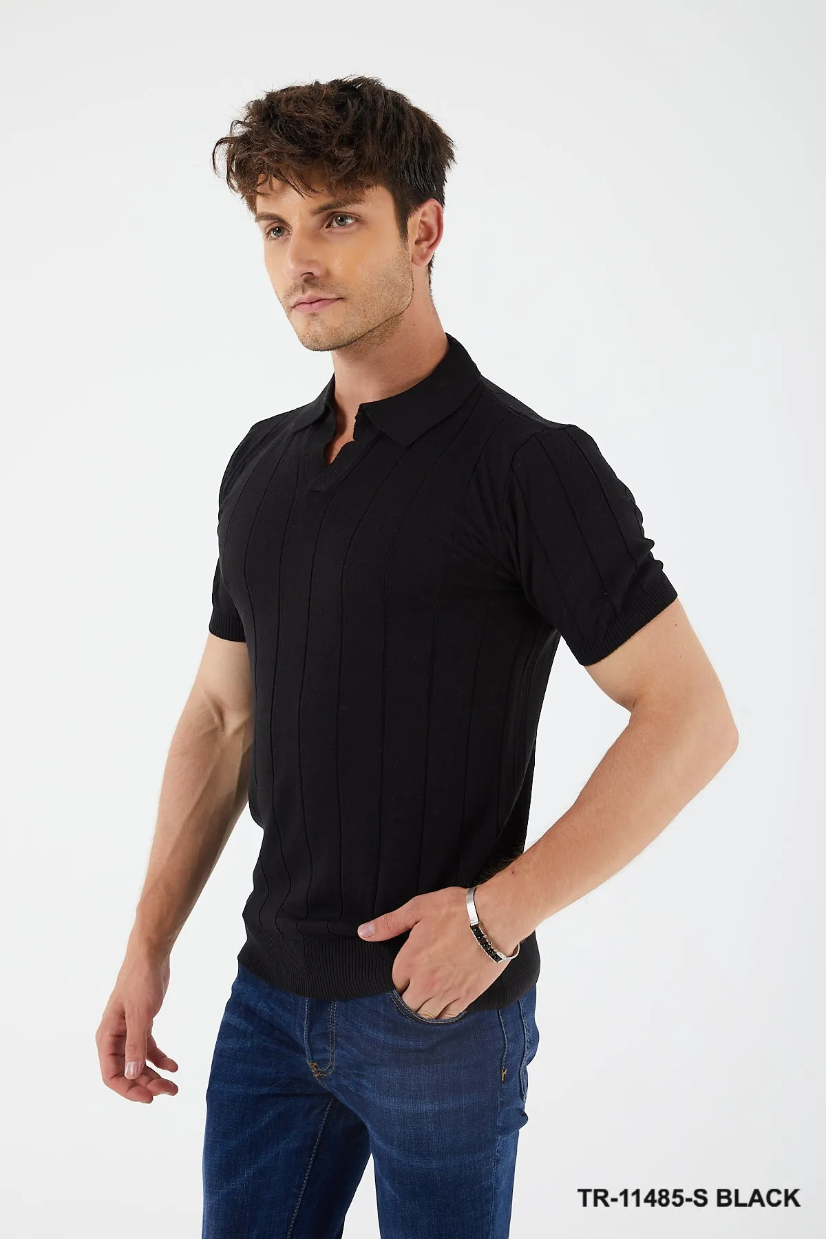 Textured Knit Crewneck T-Shirt TR-11485-S