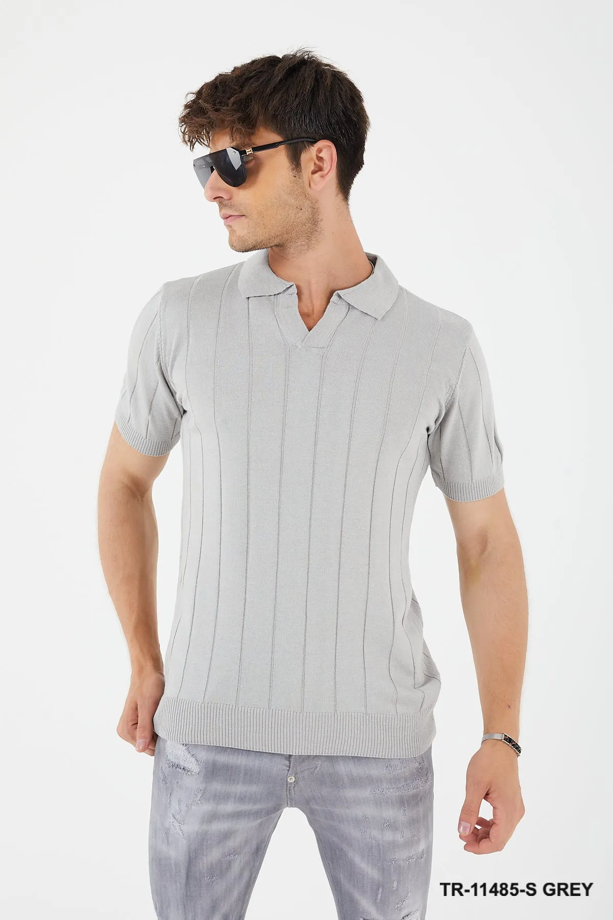 Textured Knit Crewneck T-Shirt TR-11485-S