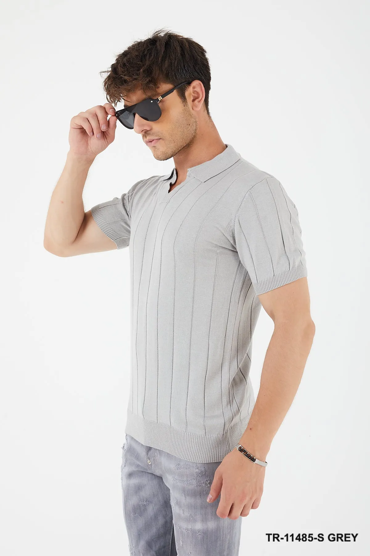 Textured Knit Crewneck T-Shirt TR-11485-S