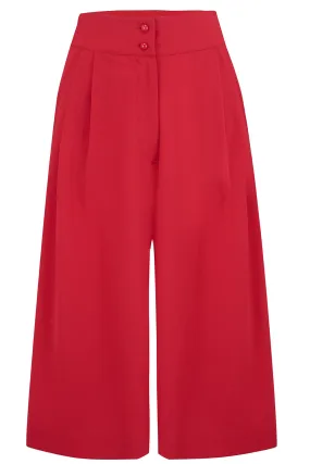 The "Sophia" Palazzo Culottes in Solid Red, Classic & Easy To Wear Vintage Inspired Style