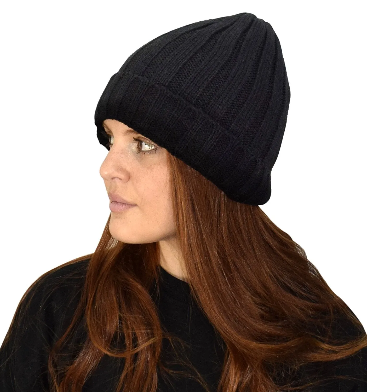 Thick Knitted Double Layer Unisex Fleece Lined Winter Beanie Hat