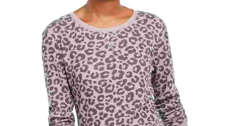 Ultra Flirt Juniors' Printed Thermal T-Shirt Purple Size Medium