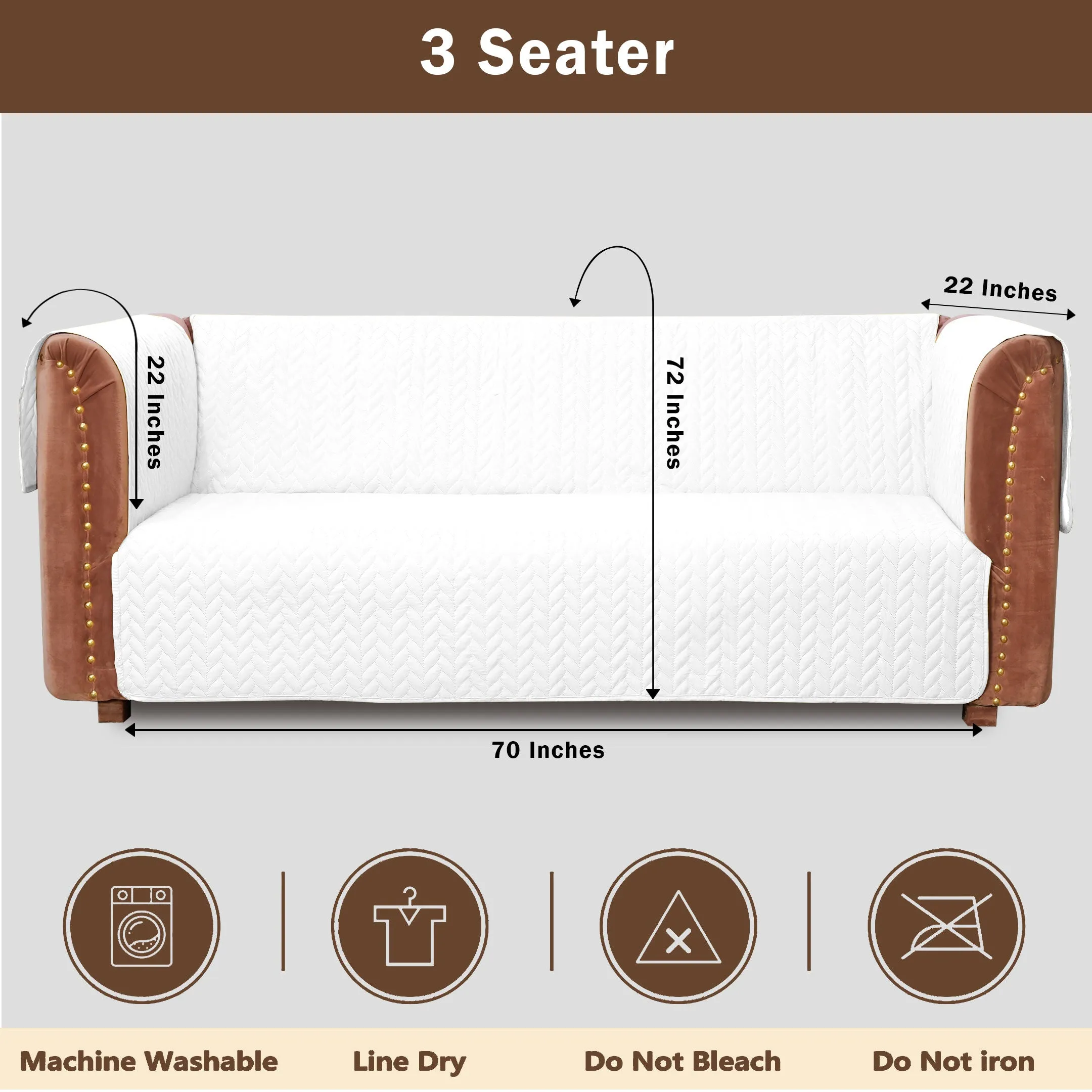 Ultrasonic Quilted Sofa Cover Set White