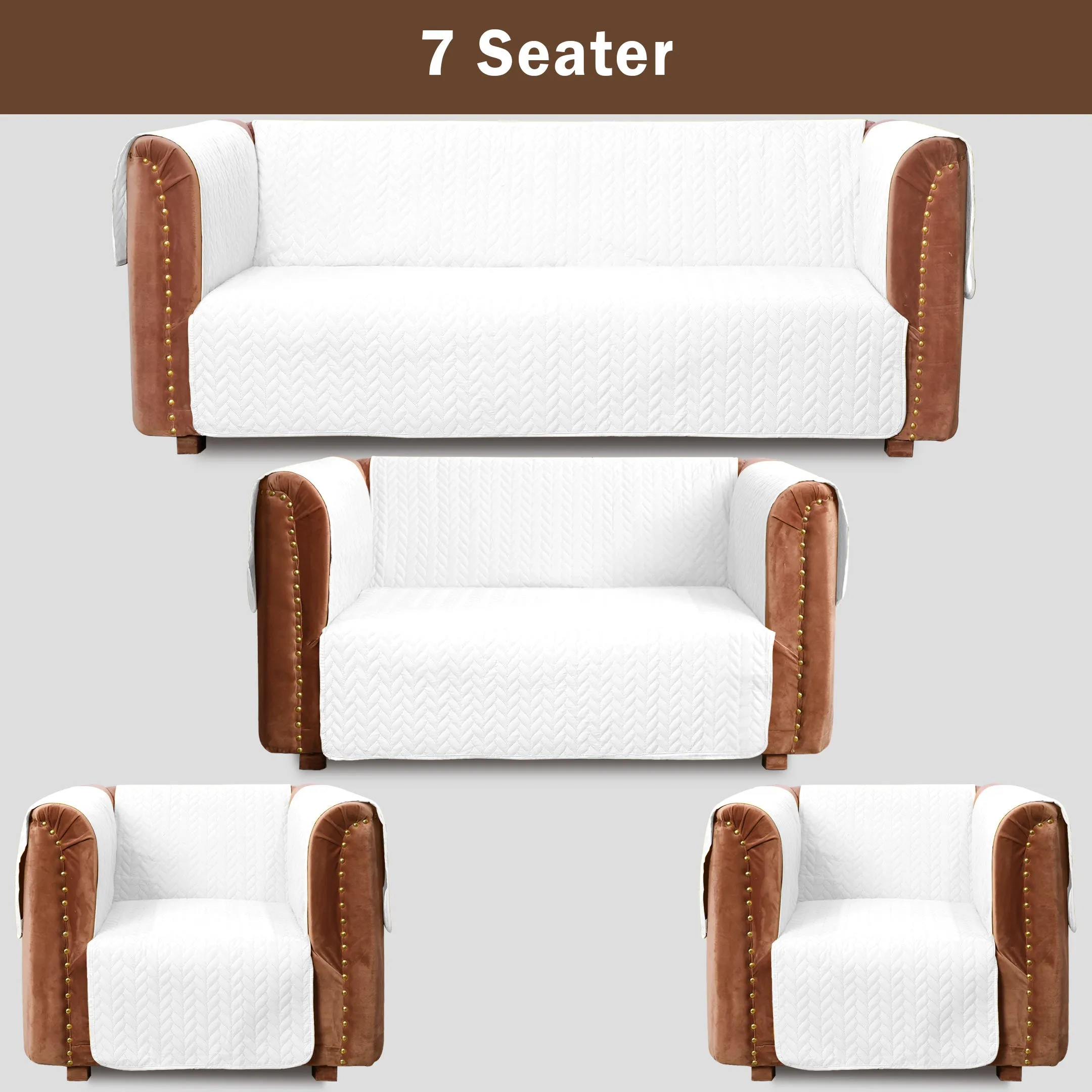 Ultrasonic Quilted Sofa Cover Set White