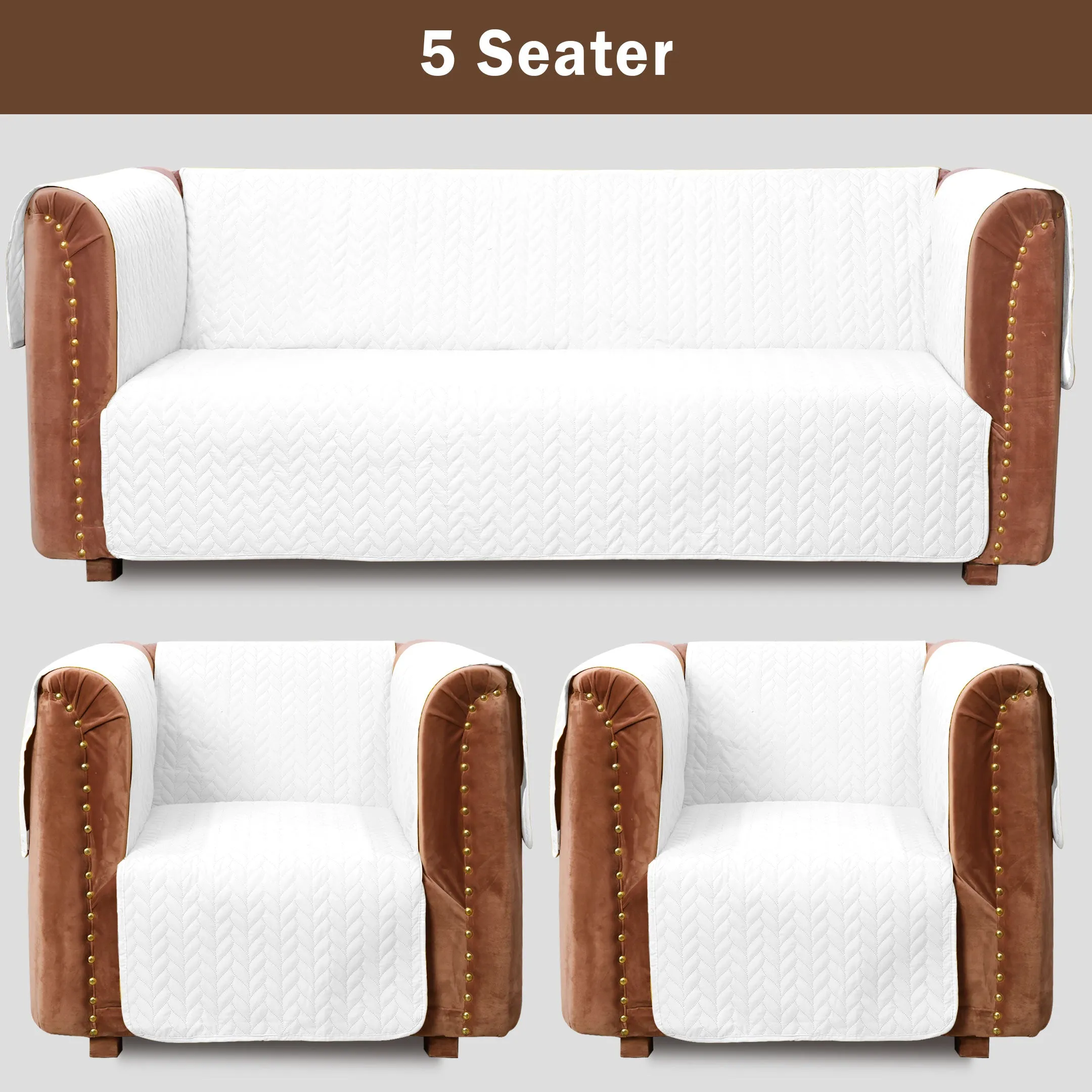 Ultrasonic Quilted Sofa Cover Set White