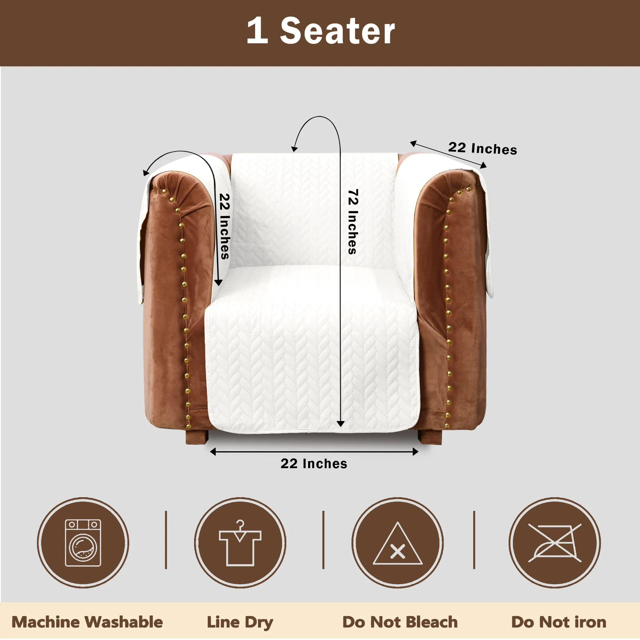 Ultrasonic Quilted Sofa Cover Set White