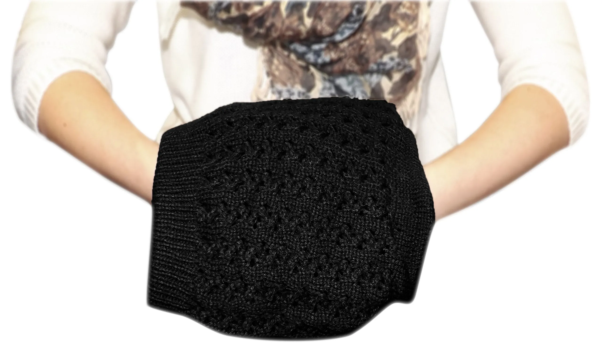 Womens Knit Thick Warm Slouch Beanie Ski Hat Cap (Ebony)